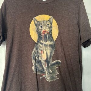 Men’s cat with mouse/cat shirt/kitty, Size:Large